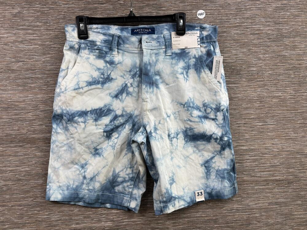 Arizona Jean Co Chino Shorts Mens 33 Blue Cloud Flex Classic Fit 10 Inseam NEW